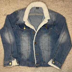 Boys Denim Jacket with White Sherpa Lining